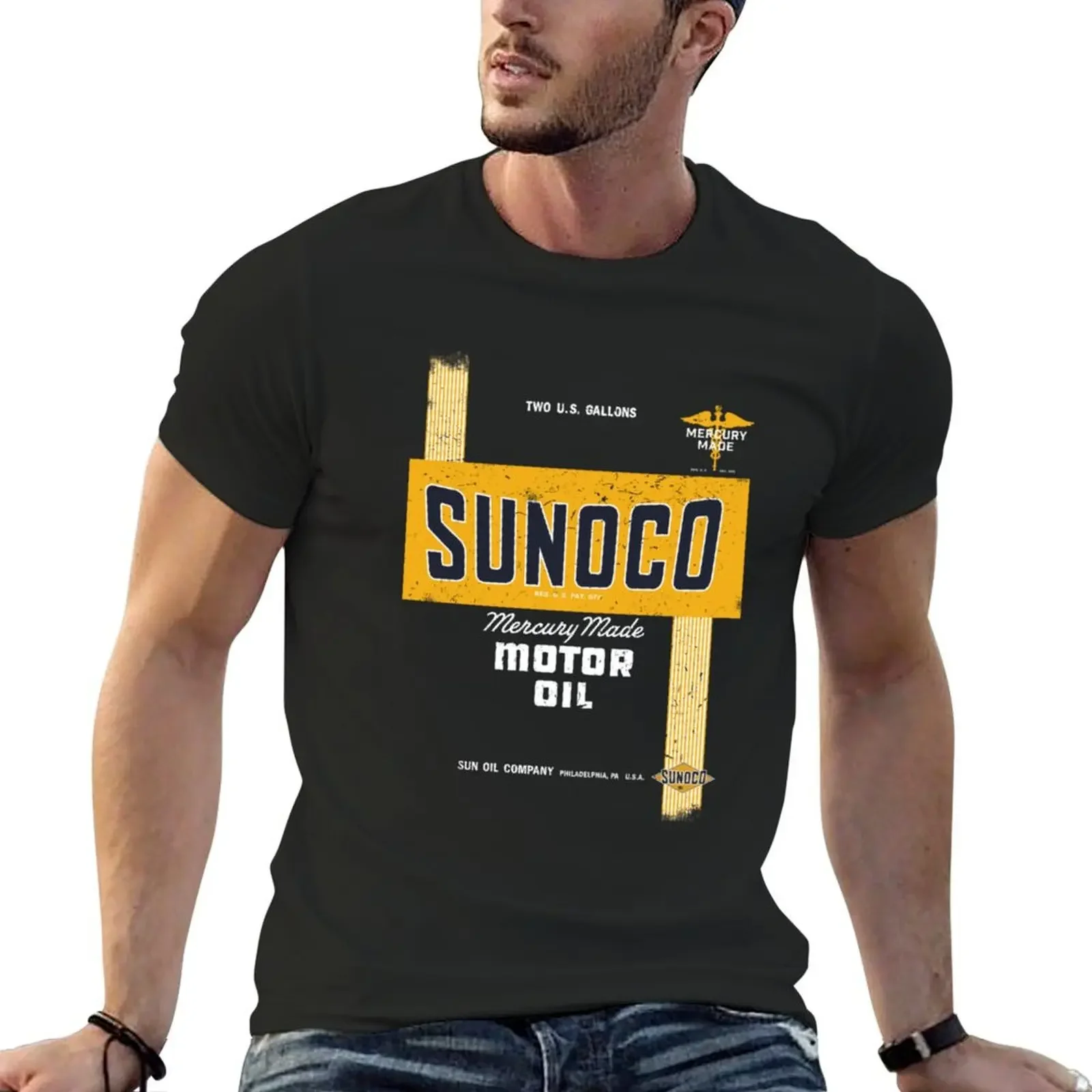 Sunoco Motor Oil Retro Distressed Design T-Shirt shirts graphic tee boys animal print essential t shirt plain t shirts men