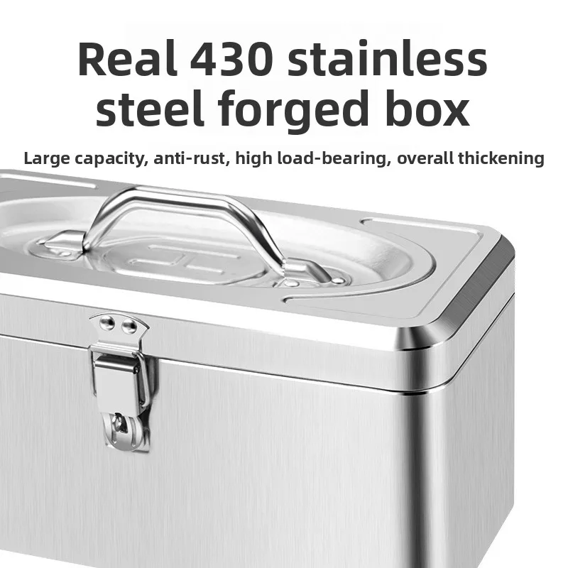 Heavy Duty Stainless Steel Double Layer Multifunction Tool Box Storage Case Large Portable Set Tool Chest Tool Organizer Box