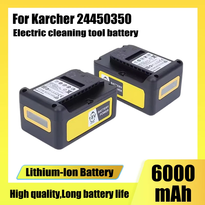 For Karcher electric cleaning tool battery replacement, 24450350, with LCD display, 18V 6000mAh lithium-ion battery