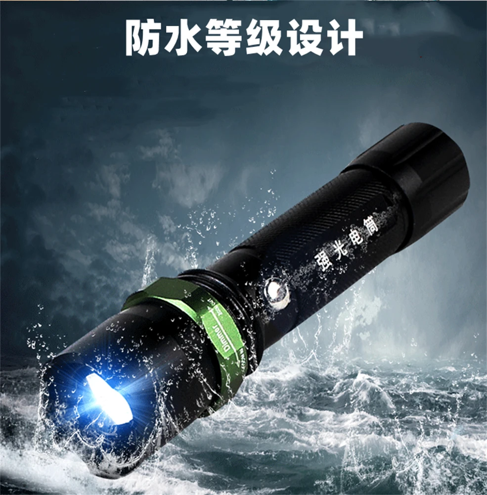 WaterProof Portable Multi-functional Aluminium Shell LED 3 Mode Flashlight+18650 Battery+Charger for Outdoor Camp/Road Lighting