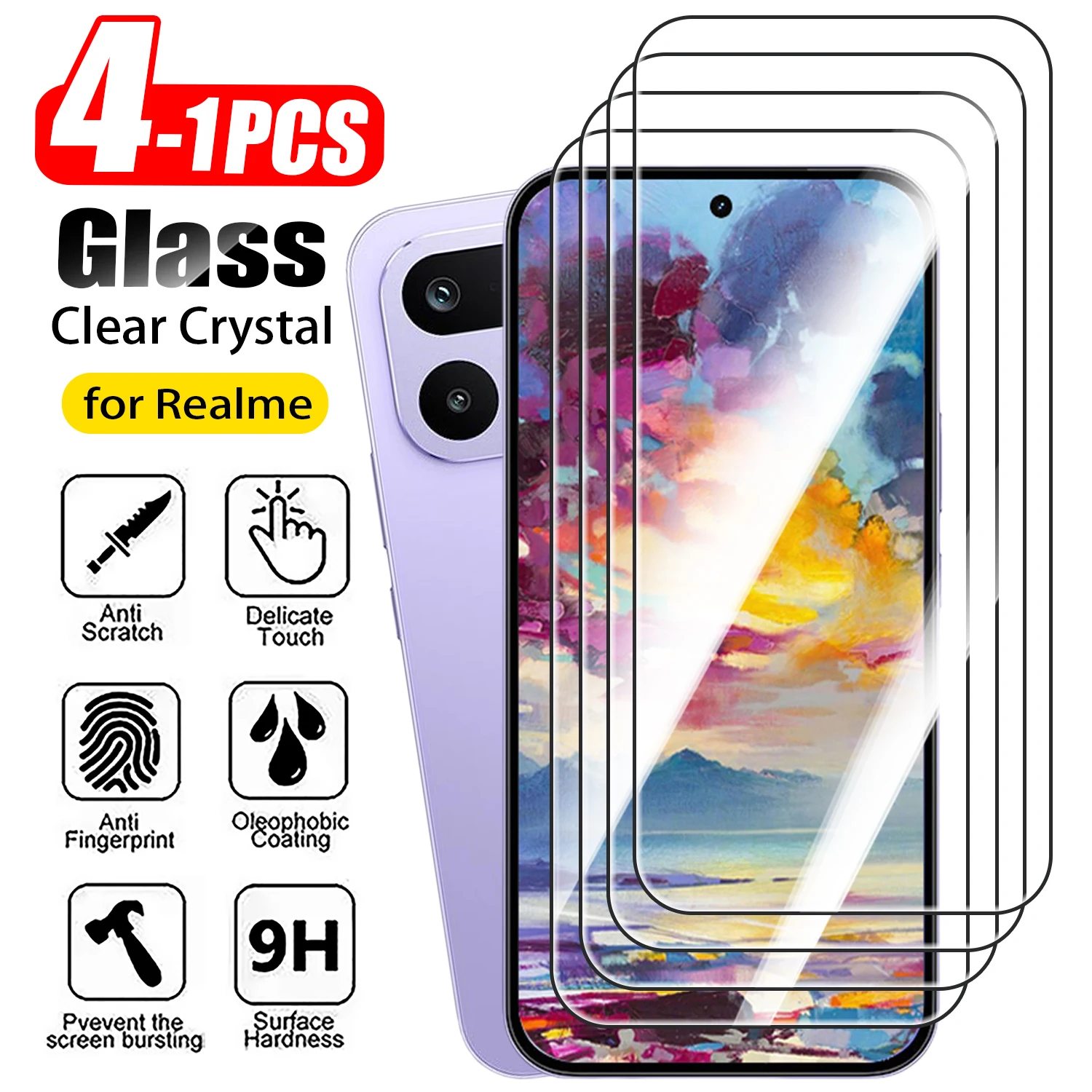 1-4Pcs Tempered Gla…