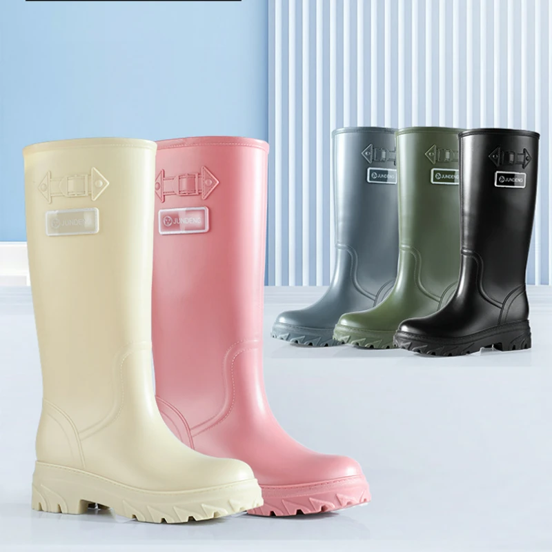 High Water Boots Woman Rain Rubber Shoes Waterproof Galoshes Garden Work Safety Rainboots Female Footwear Botas Lluvia Femenina