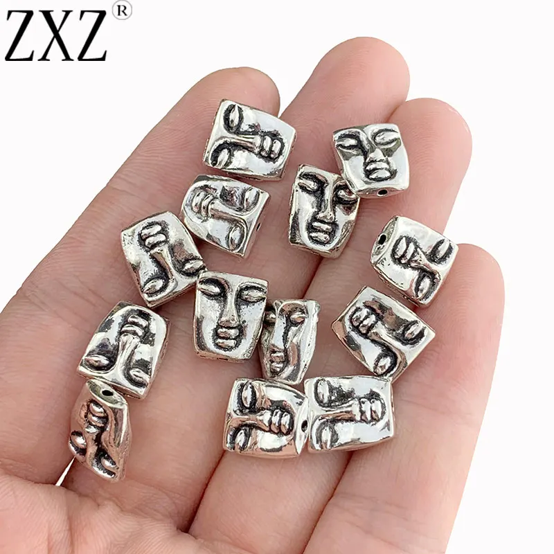 ZXZ 30pcs Tibetan Silver Buddha Head Spacer Beads Charms for Necklace Bracelet DIY Jewelry Making 1mm Hole