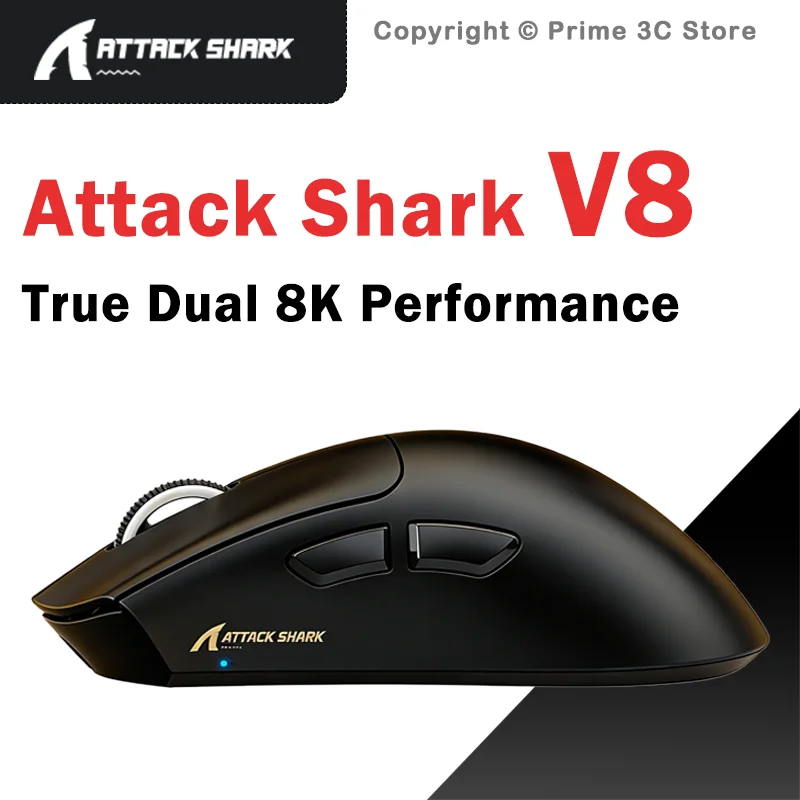 ATTACK SHARK V8 Dual 8K Wireless Gaming Mouse PAW3950MAX 42000DPI 59g Lightweight Tri-Mode Bluetooth 2.4G Wired Nordic 54L15