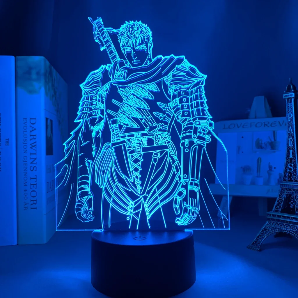 Figura de Berserk Guts de Anime Led, luz nocturna decorativa para dormitorio, regalo de cumpleaños, lámpara de mesa 3d para habitación de niños, Manga Berserk