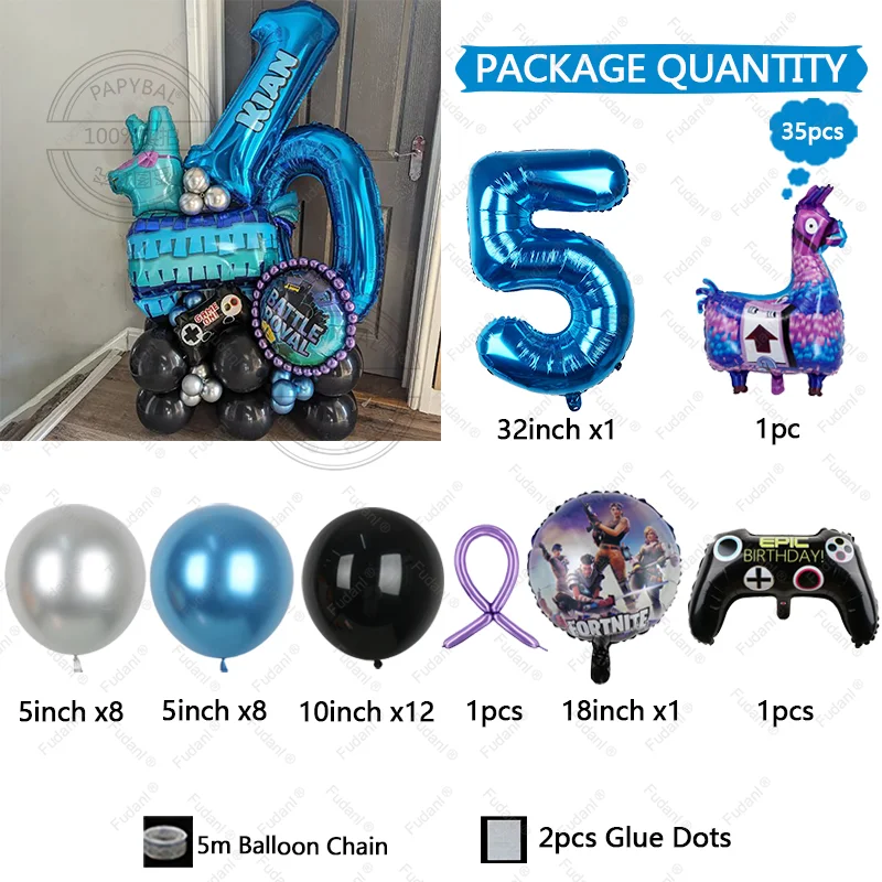 لعبة فيديو Fortnitions Boy أول حفلة عيد ميلاد الديكور الكرتون الألبكة اللاما استحمام الطفل الاطفال المفضلة لوازم الحفلات 2025