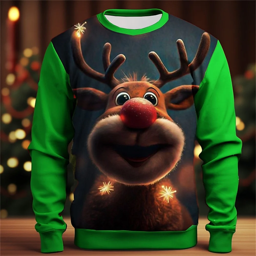 Pullover Christmas Santa Claus 3d Print Men's Hoodie Cool Festival Hoodies Casual O Neck Party Long Sleeved Top Autumn Winter
