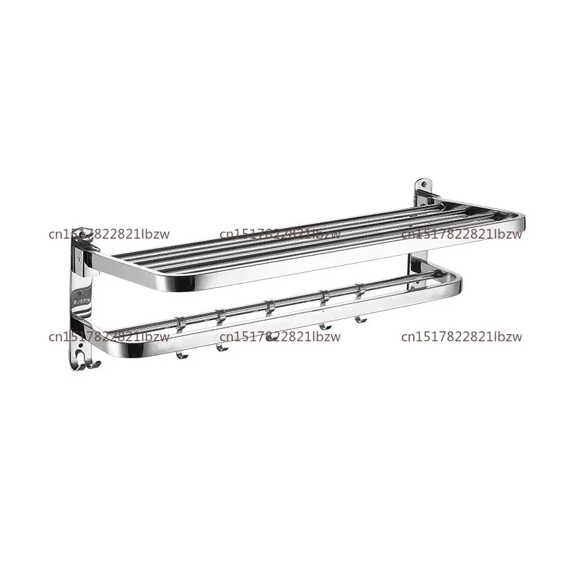 304 stainless steel towel rack, foldable double-layer non-punching folding bathroom hotel stainless steel towel rack