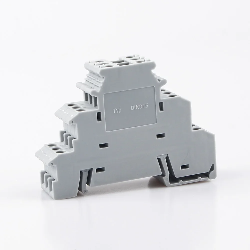 50Pcs Din Rail Terminal Block DIKD-1.5 Three Layer 3 Level Sensor Actuator Triple Wire Connector DIKD1.5 Wire Conductor