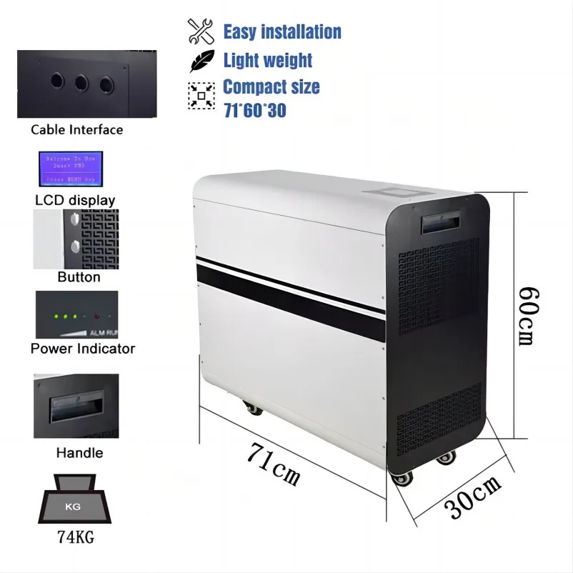 Sistema de armazenamento de energia All-In-One, inversor doméstico, 51.2V, 100Ah, 5kWh, 3.2kW