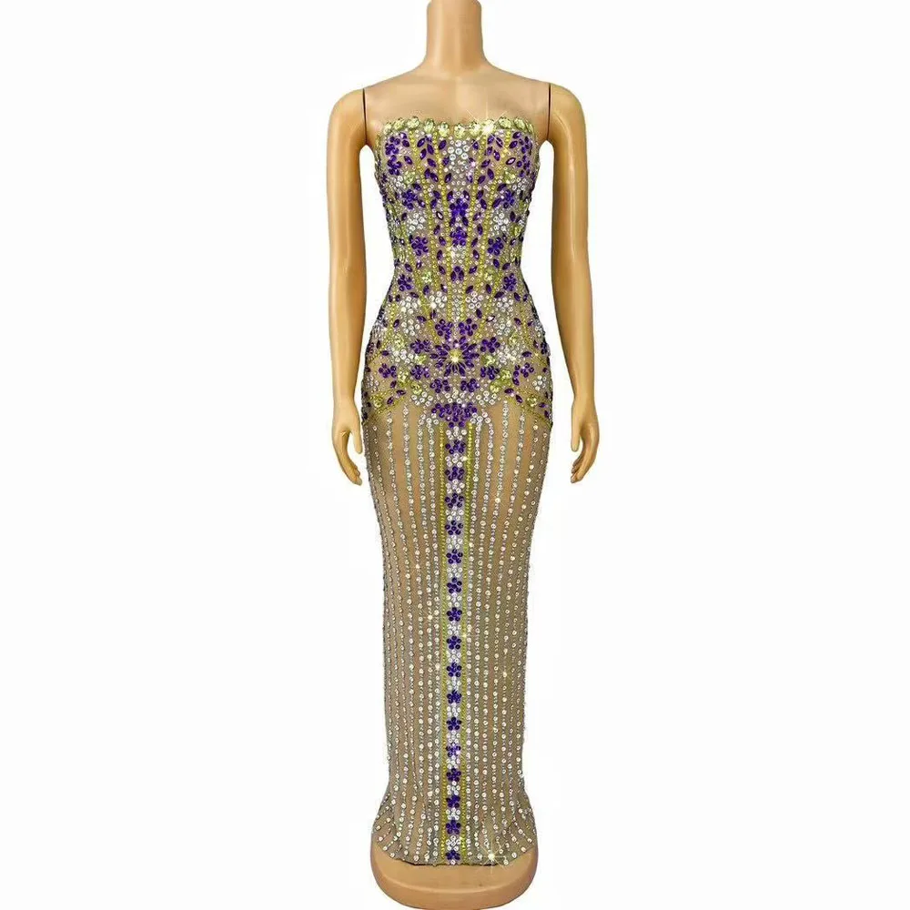 

Shining Crystal Dress Women Rhinestone Party Dresses Women Evening Elegance Dress Prom Women Lady Elegant Club Photoshoot Dress