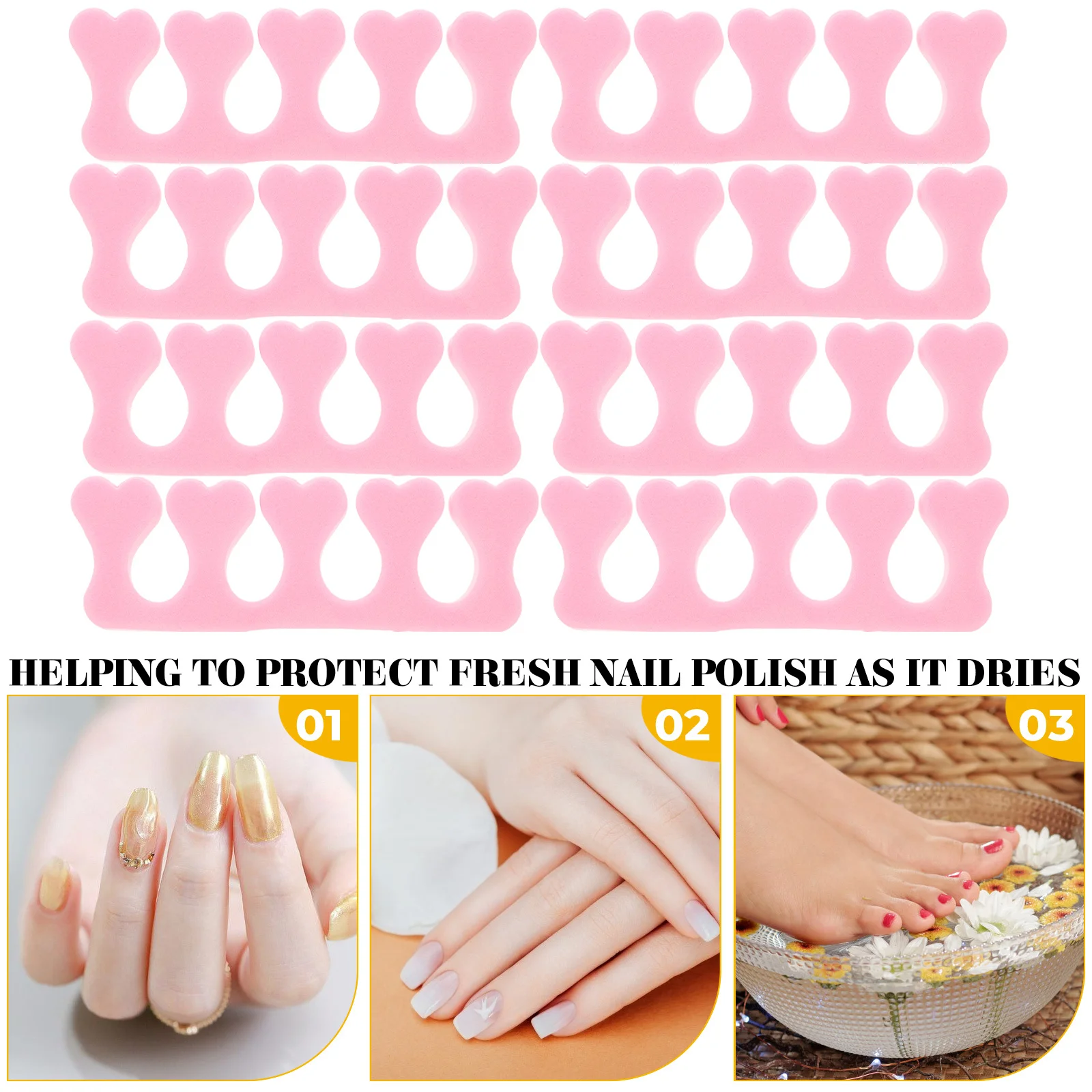 40 قطعة قابلة لإعادة الاستخدام مسمار إصبع تو فواصل الوردي رغوة باديكير مانيكير مسمار طقم فني مجموعة تو فواصل باديكير #5