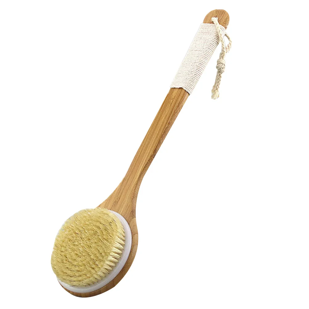 

1Pcs Exfoliating Bath Brush Bamboo Handle Shower Brush Soft Bristle Back Scrubber Body Cleanser for Men Women Back Scrubber