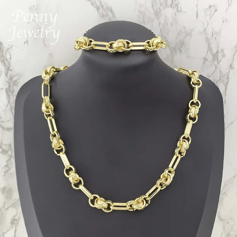 Italienisches, klassisches, luxuriöses, vergoldetes Schmuckset für Damen, Halskette, Armband, modischer Verlobungsschmuck für Party, Hochzeitsgeschenke