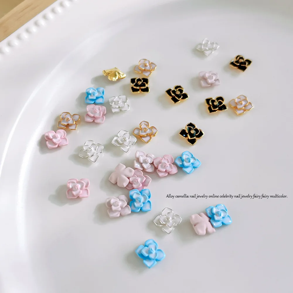 10 Stuks Legering Camellia Nagel Sieraden Sprookjesachtige Nagel Decoratie Dubbele Gelaagde Chinese Nail Accessoires