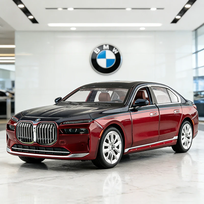 

Модель автомобиля BMW I7 G70 лимузин 1:24 из сплава с звуком и светом, детская игрушка, коллекционная модель, подарок на день рождения