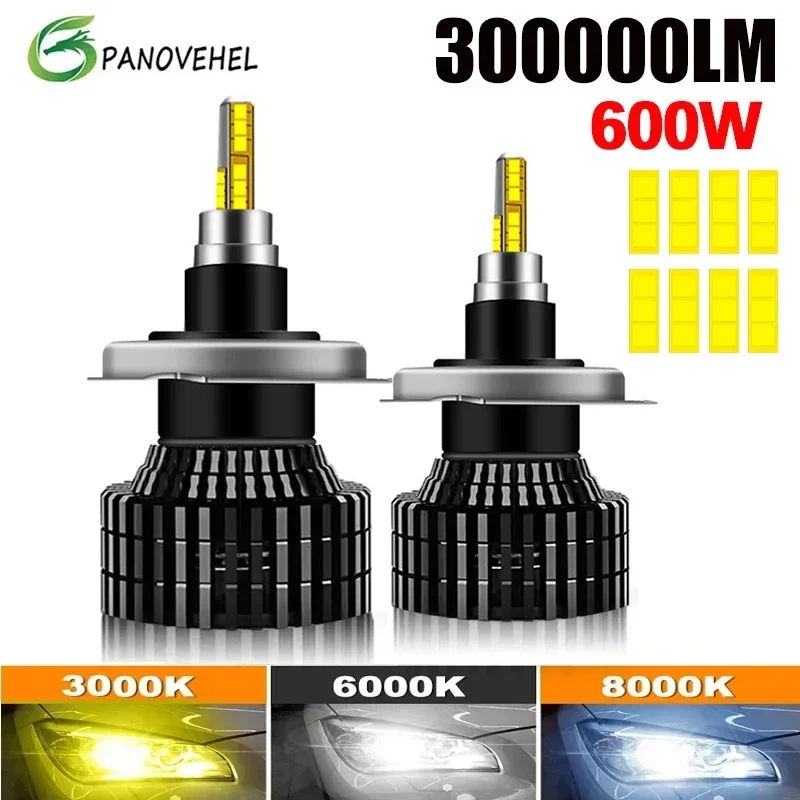 PANOVEHEL H4 H1 H3 H7 LED 8 Side 400000LM 620W HB3 HB4 9012 Led H8 H9 H11 9005 9006 Car Headlight Bulbs Auto Fog Lamps 6000K