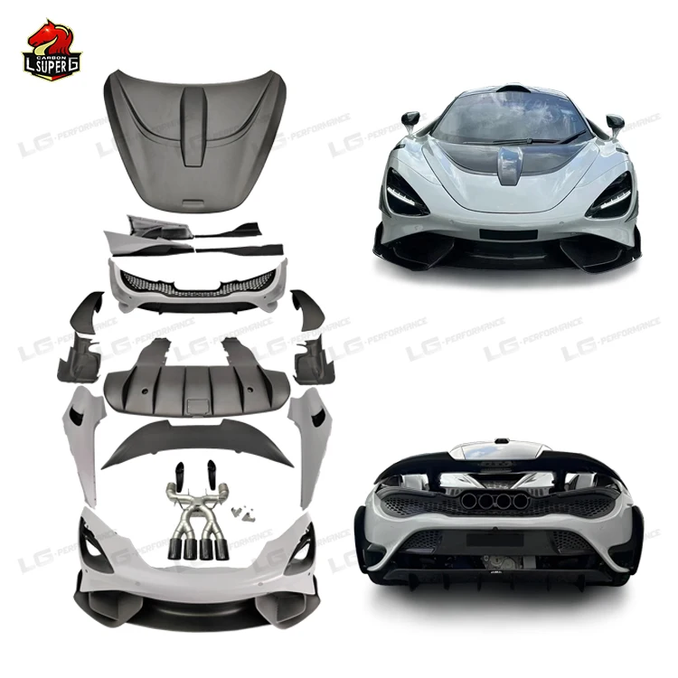 Carbon Fiber 765LT Style Bodykit for Mclaren 720S Front Lip Side Skirts Diffuser Fenders Grill Body Kit Car Bumpers