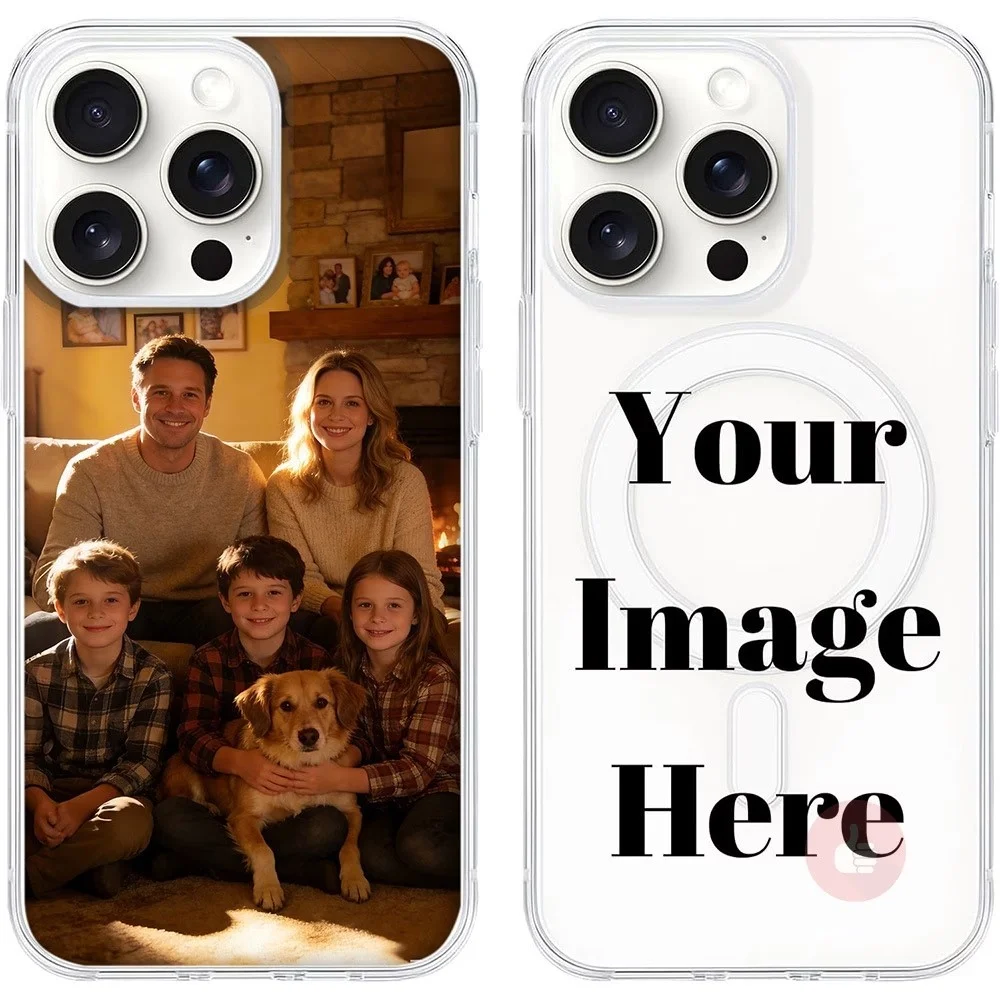 Coque de téléphone magnétique personnalisable avec photo de famille pour iPhone 18, 17, 16, 15, 14, 13, 12, 11 Pro, Xs Max, Plus, Air, Mini, XR, X, 17e, 16e