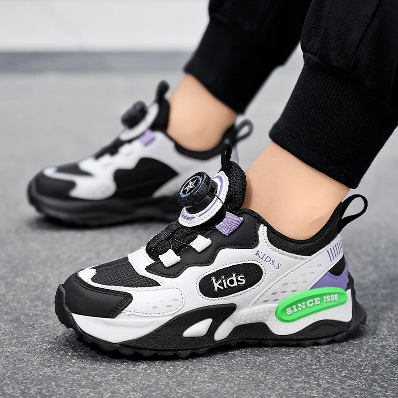 Sepatu Sneaker Anak Laki-laki Mewah Original Musim Gugur Lembut Anti-selip Sepatu Sekolah Lari Anak Usia 4 Sampai 12 Tahun Sepatu Olahraga Anak Laki-laki