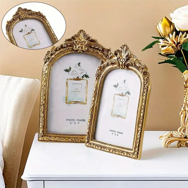 Vintage European Golden Lace Arch Decorative Photo Frame for Wedding Decor and Gift Occasions Elegant Design for Christmas