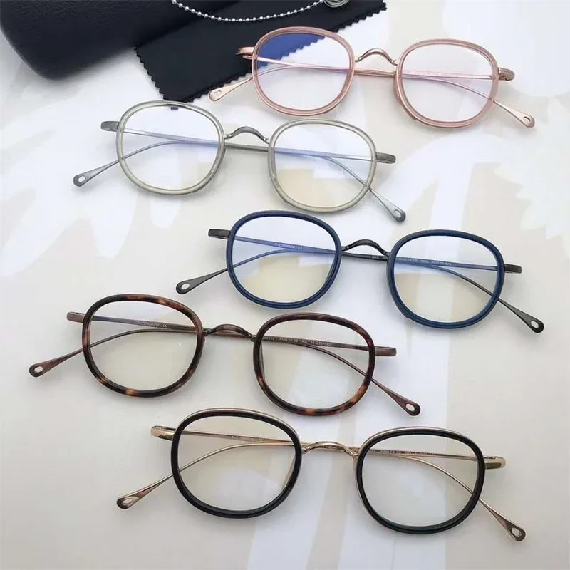 إطار من التيتانيوم خفيف الوزن ياباني نظارات مصنوعة يدويًا لقصر النظر الرجعية نظارات Gafas بيضاوية للرجال والنساء نظارات طبية