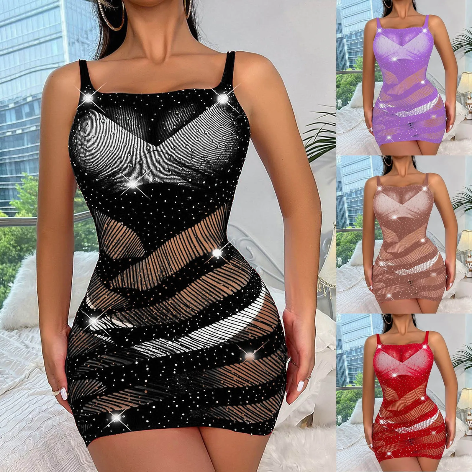 

Short Sleeve Christmas Pajamas for Couples Women Dress Camisole Lingerie Nightgowns Chemise Nightwear Sleepwear Lingerie for