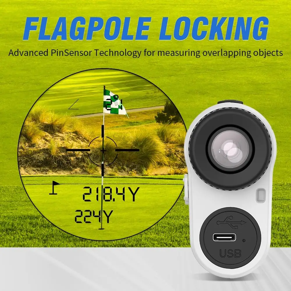 جهاز تحديد المدى للجولف من AquilaPro 650/1000 ياردة مع اهتزاز قفل العلم، مفتاح منحدر شحن من النوع C تكبير 6X لممارسة الجولف #4
