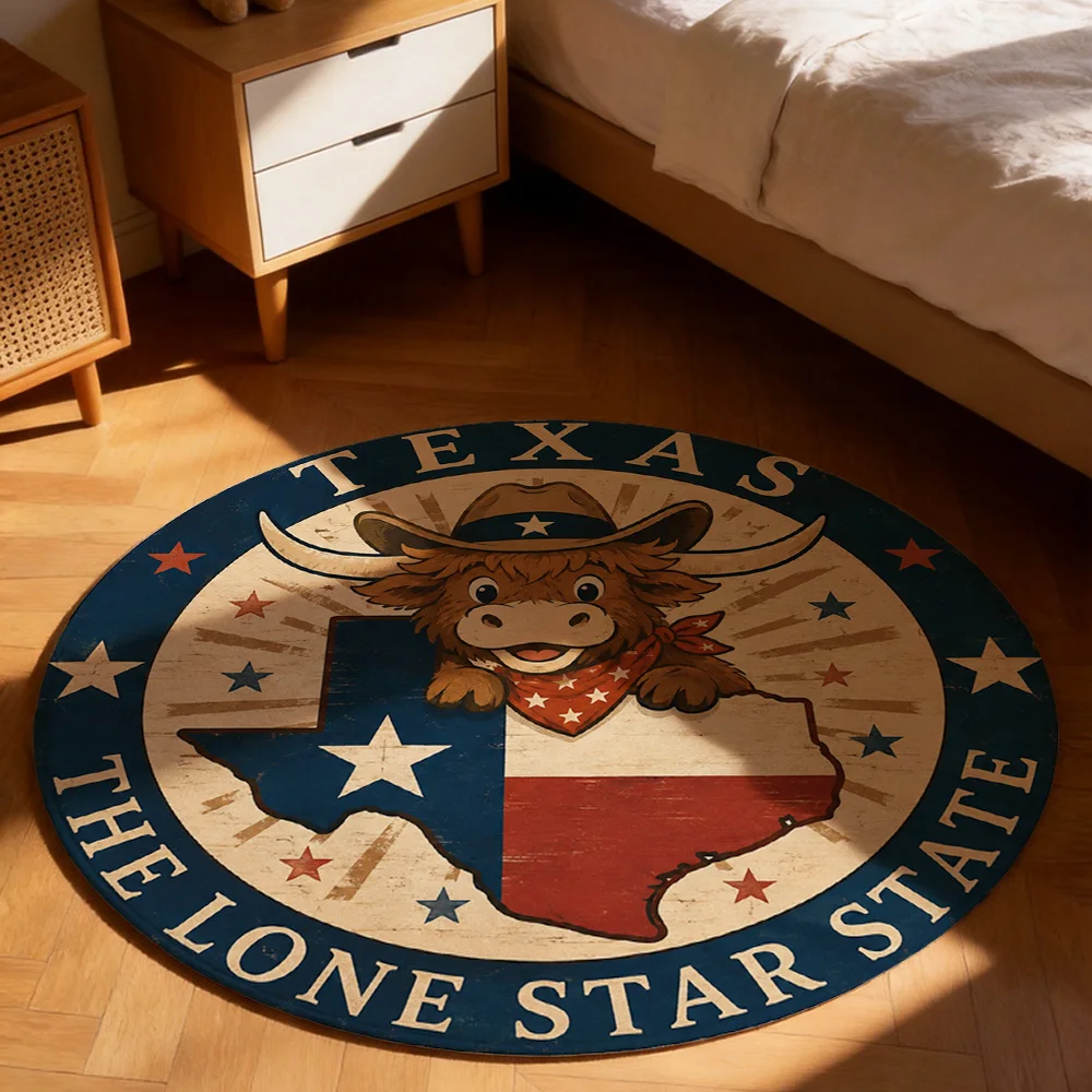 Texas Lone Star State Steer Dog Western Rodeo Area Rug Mat for Man Cave Decor Gifts