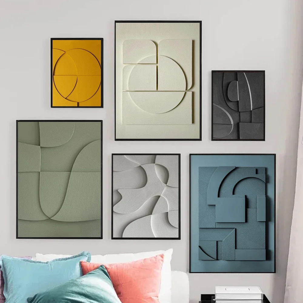 3D Visual Effect Abstract Texture Poster Prints For Living Room Home Decor Modern Minimalism Geometry Canvas Painting Wall Art