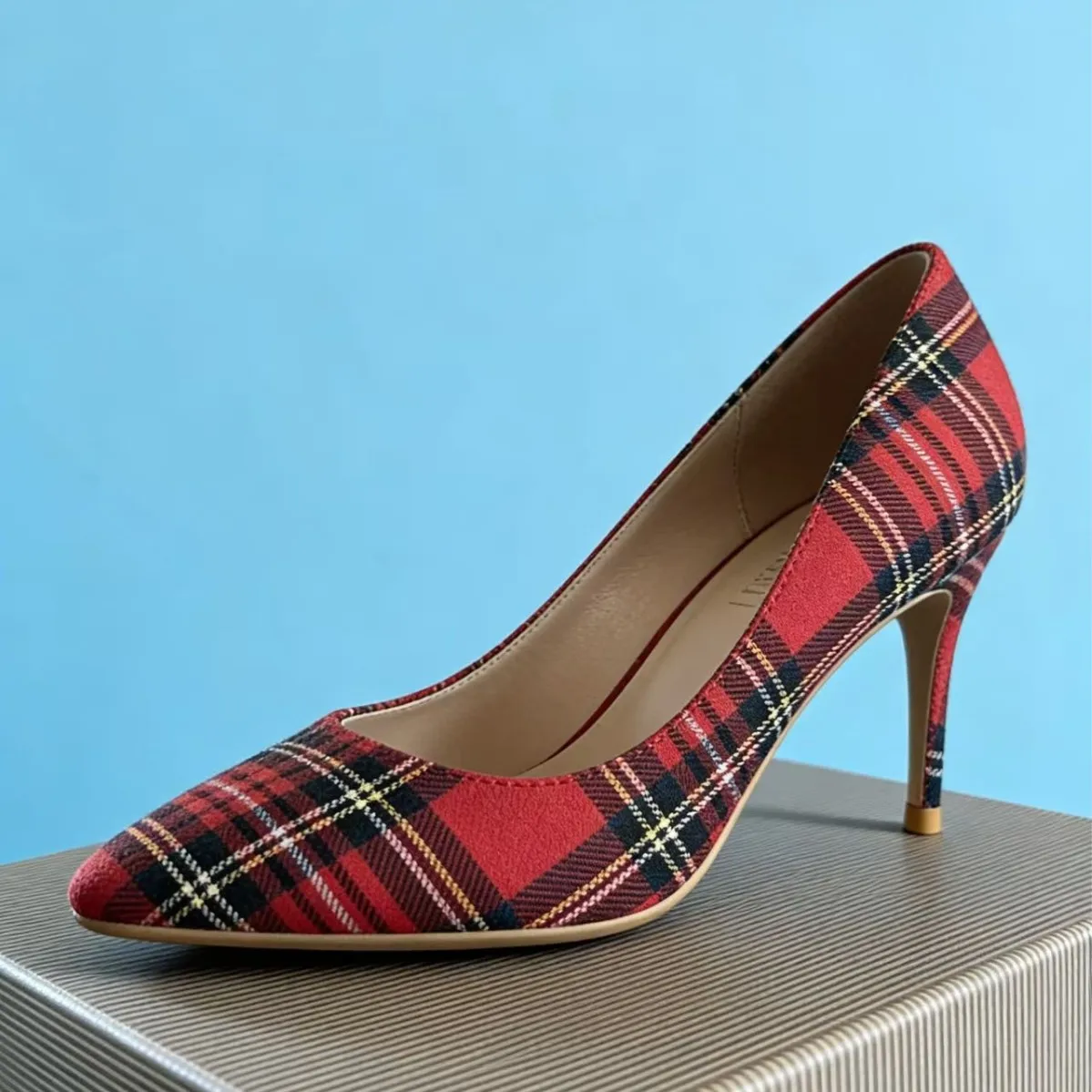 

Women's Plaid Pointed Toe Stiletto Pumps Tartan Pattern for Holiday Parties Date Nights Office Wear Timeless Preppy Fashion