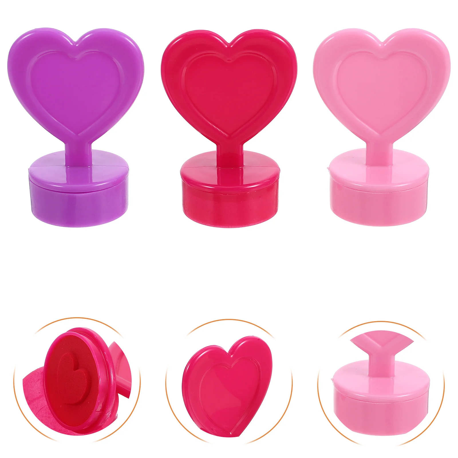 12pçs selos de coração fofos para crianças, conjunto de selos de plástico para artesanato, diário divertido, selos infantis, decoração de carimbo de plástico