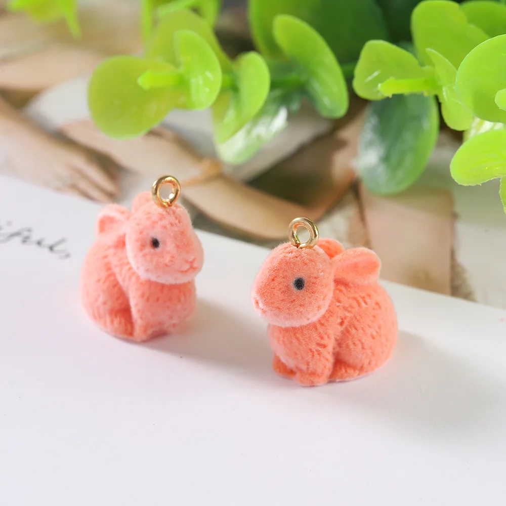 30 buah kartun dihiasi boneka lucu lucu 3D kelinci Resinl liontin untuk membuat perhiasan kalung gantungan kunci DIY bahan kerajinan