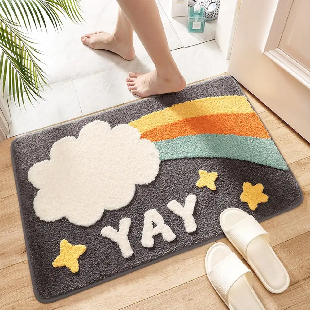 Absorbent Bathroom Mat Non-Slip Bath Rug Faux Cashmere Entrance Doormat Bathtub Side Carpet  Balcony Floor Mats Foot Pad