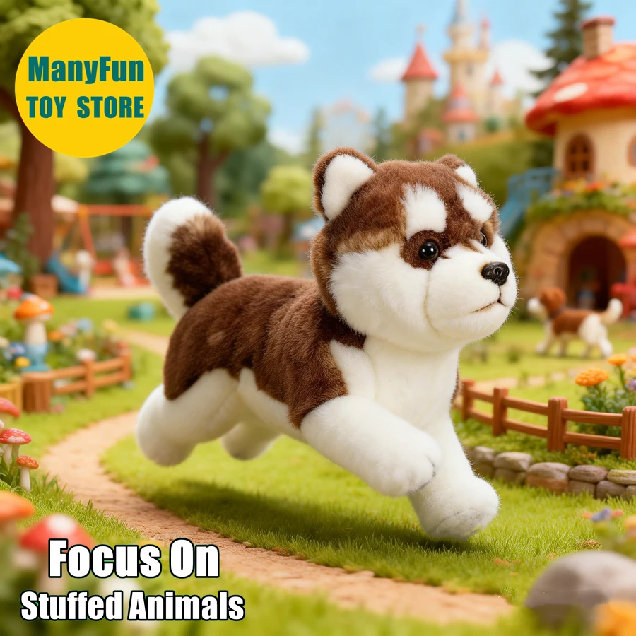 

Brown Husky Plush Toy Lifelike Siberian Husky Stuffed Animal Realistic Eskimo Dog Plushie Dog Simulation Doll For Collectors
