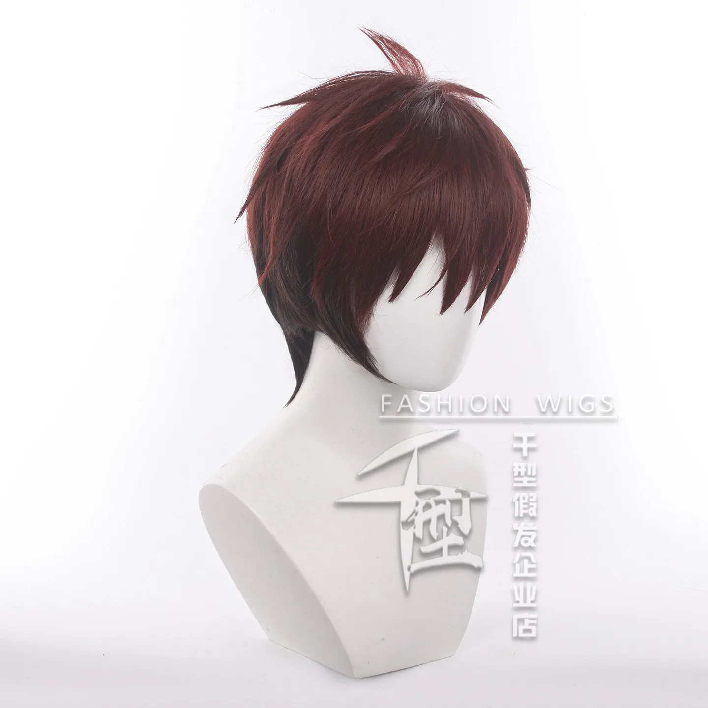Ume Mizunoe Cosplay Wig Short Fluffy brown-red gradient Synthetic Hair for Halloween Carnival Party Props Heat Resistant