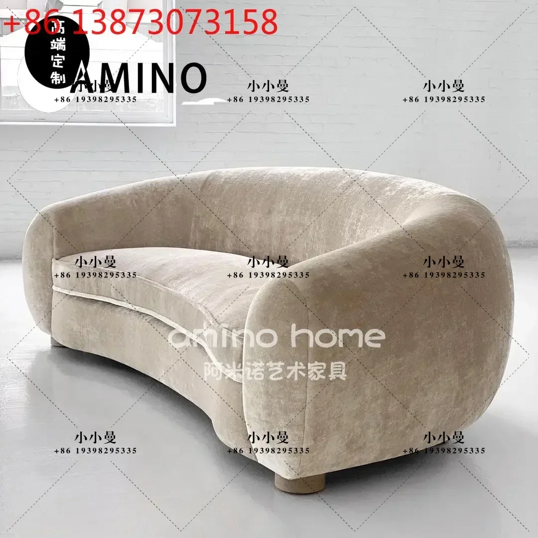 Nordic light luxury ins white lazy curved velvet modern simple small apartment sofa