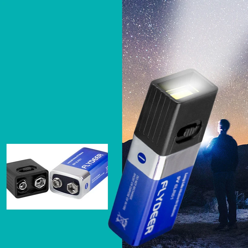 ไฟฉายแบตเตอรี่ 9V 9V Mini LED Key Light 6F22 แบตเตอรี่ COB แสงกลางแจ้งทํางานไม่รวมแบตเตอรี่