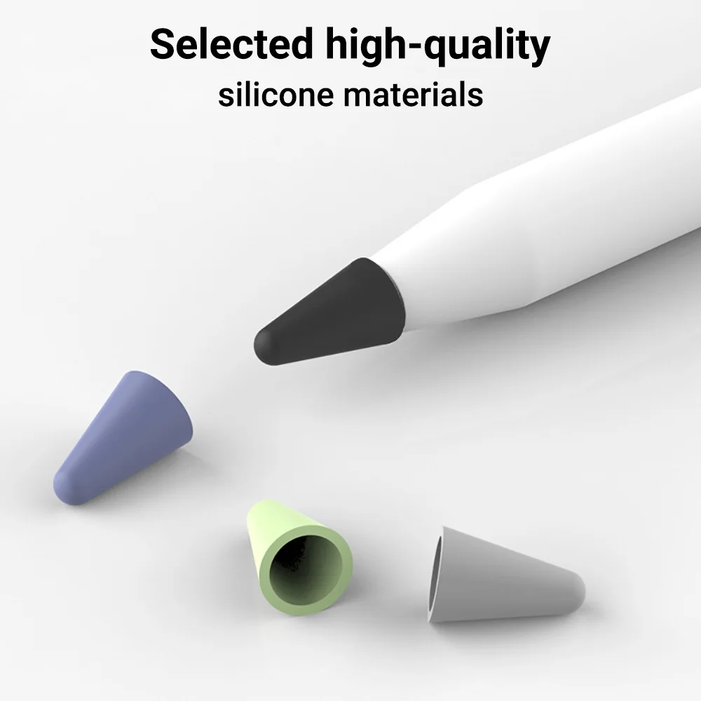 8PCS Soft Silicone Pen Tip Cover For Apple Pencil 1st 2nd Generation Anti‑Slip Nib Protector Noiseless Writing Stylus Nib Sleeve