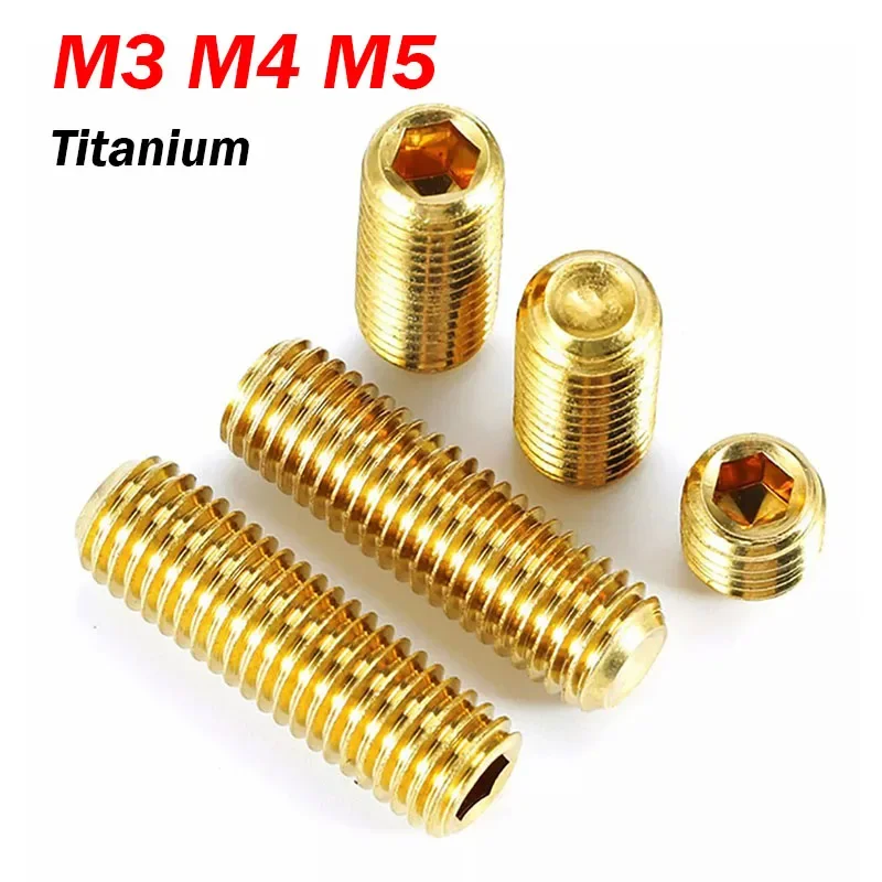 10~100Pcs M3 M4 M5 Grub Screws Cup Point Allen Hex Socket Set Screw - Gold Titanium Plated