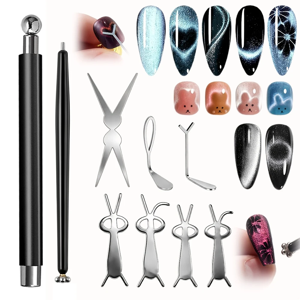 1/2Pcs Round Steel Magnetic Ball Double-Headed Thickened Cat-Eye Magnetic Stick Cylindrical French Magnet Pen Cat Eye Magnet Too