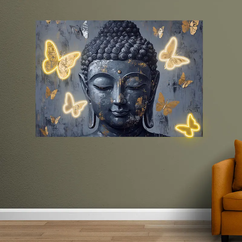 Buddha Surrounded By Butterflies Wall Hanging Custom LED Neon Sign