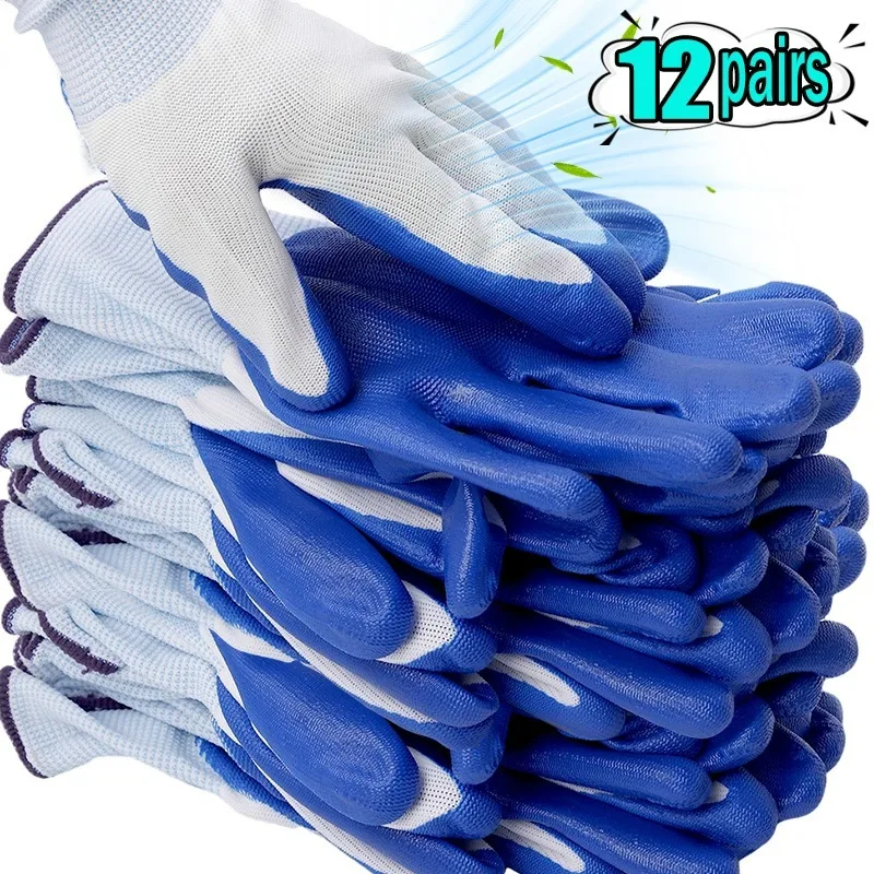 Breathable Nitrile Coated Gloves Anti Slip Safety Work Gloves Polyester Knit Lining Palm Coated Wear Resistant for Construction