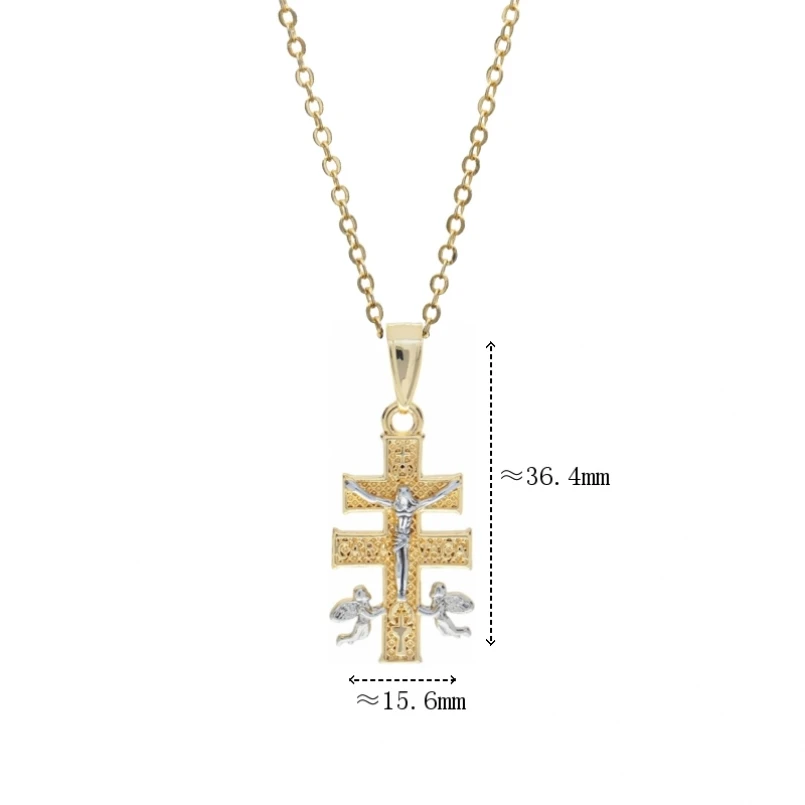 

Chain Necklace Crisscross Cross Gold Color Jesus Christian Copper 18+2inch Jewelry Special Gift