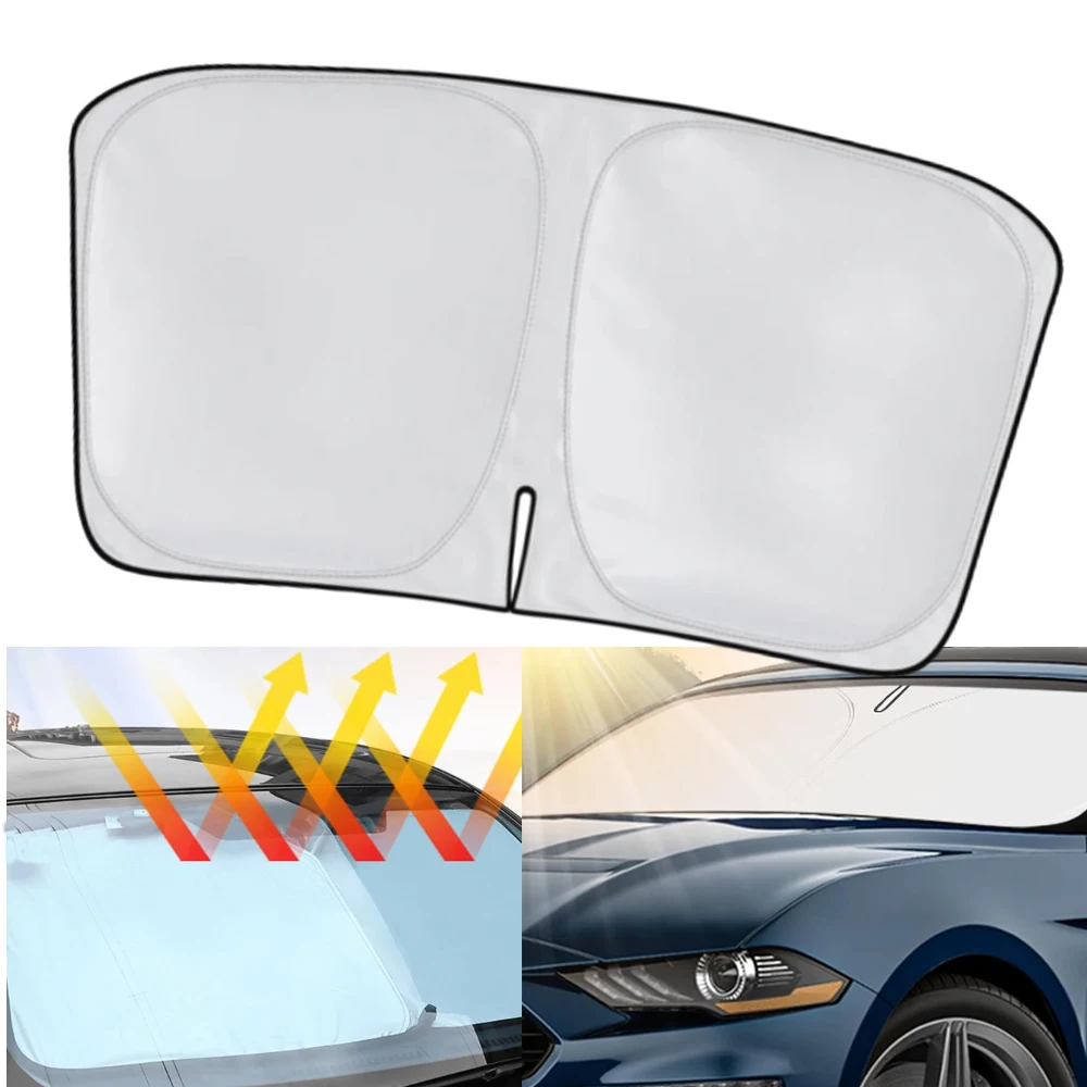 Car Sunshade Custom For Ford Mustang 2015-2024(NOT for Ford Mustang Mach-E) Accessories Dual Layer Front Windshield Sun Shade