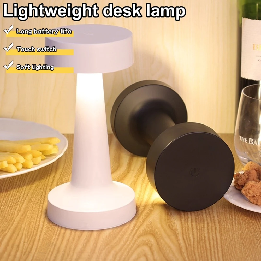 Portable USB Rechargeable Touch Dimmable 3 Color LED Table Lamp Home Mood Lighting Night Light  for Restaurant  Bar Decoration