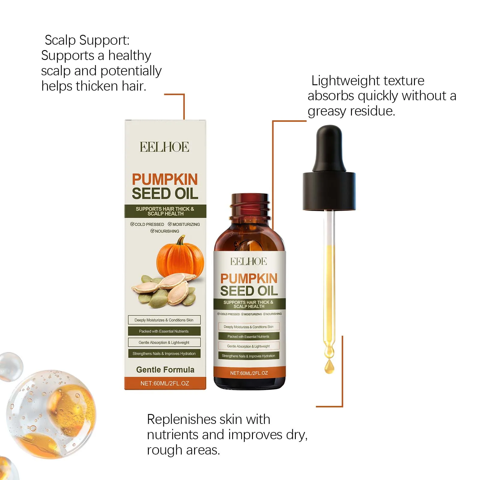 Pumpkin Seed Essential Oil Strengthen Nail Nourish Hair Brightening Repair Damaged Skin Nail Nutrition Oil Face Body Skin Care
