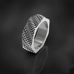 Vintage Python Wilderness Snake Scale Dragon Scale Ring Men Jewelry Personalized Open Ring 925 Silver Male Finger Accessories