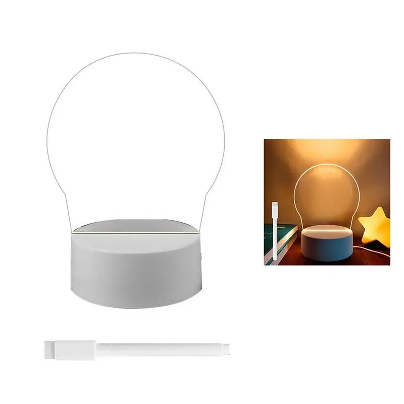 Light Up Dry Erase Board Night Light Desktop Note Board With Pen LED Letter Message Board Night Light Rewritable Acrylic Memo