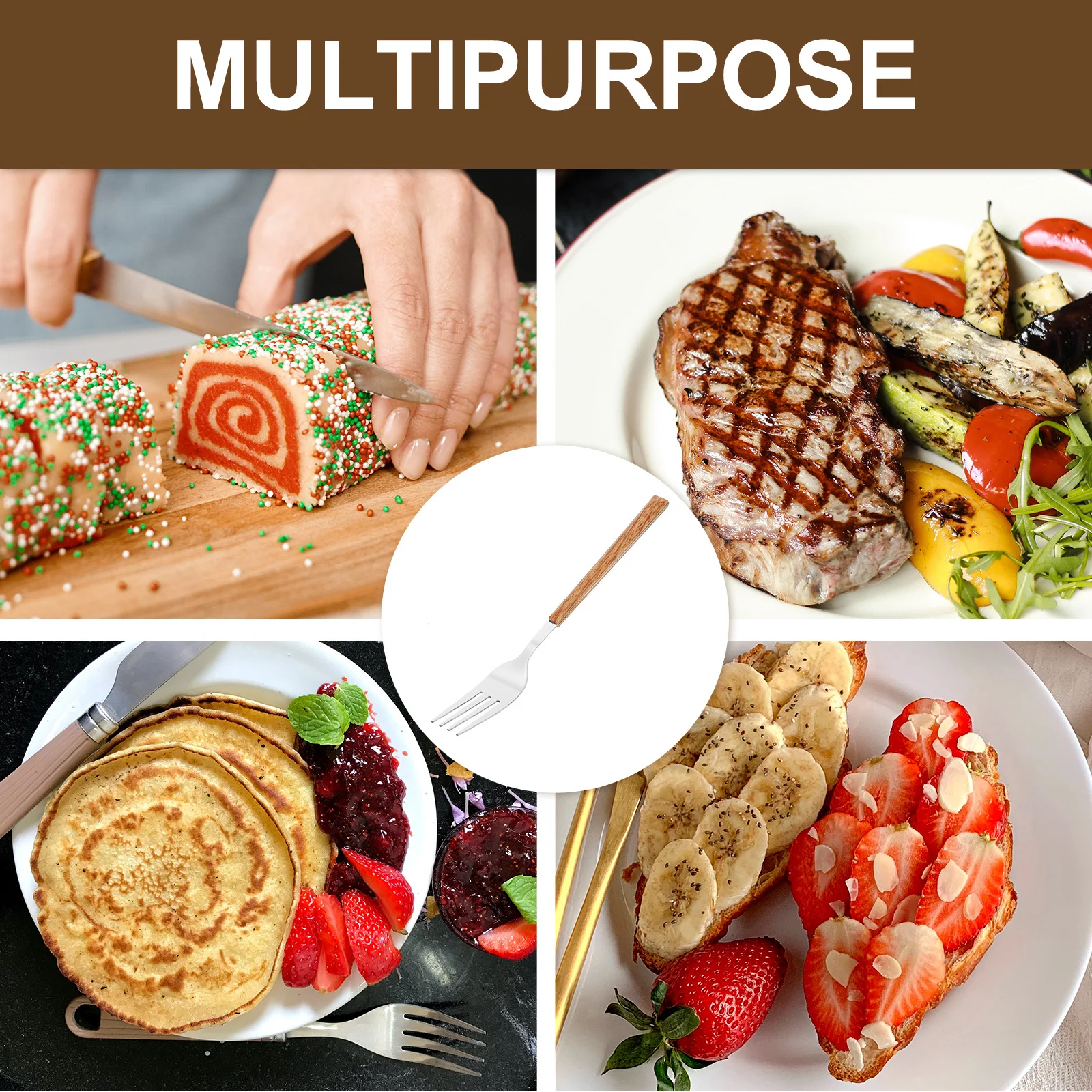 

Stainless Steel Steak Fork Exquisite Workmanship Smooth Surface Western Food Cutlery Set Reusable Tableware Kit Home